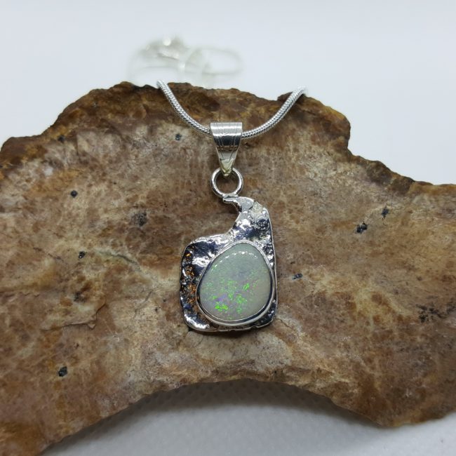 Australian White Opal Pendant by Michael Ibanes Jewelry