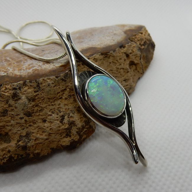 Solid Australian Crystal Opal Pendant by Michael Ibanes