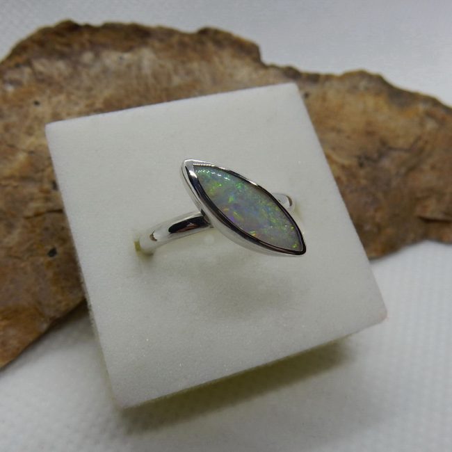 Solid Australian white Opal Ring by Michael Ibanes