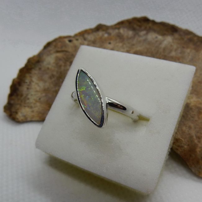 Solid Australian white Opal Ring by Michael Ibanes