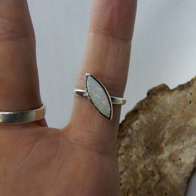 Solid Australian white Opal Ring by Michael Ibanes