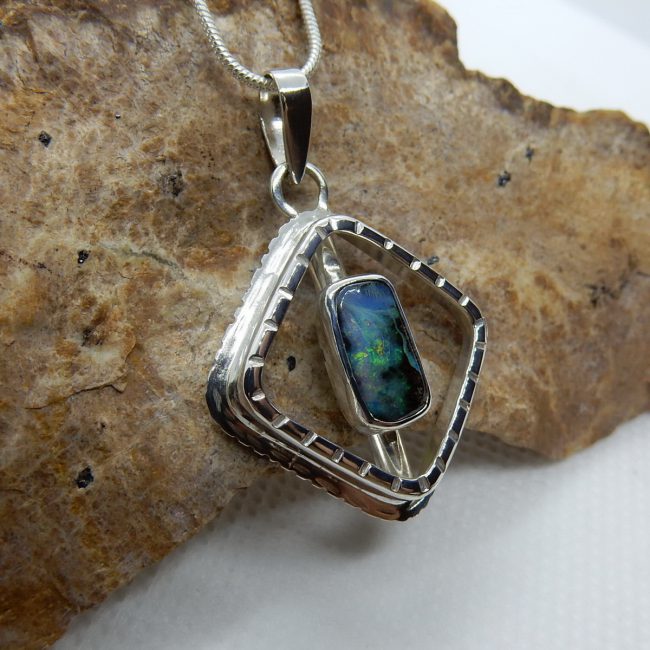 Solid Australian Boulder Opal Pendant by Michael Ibanes