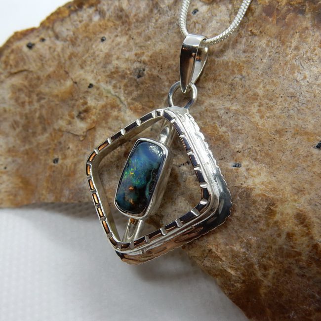 Solid Australian Boulder Opal Pendant by Michael Ibanes