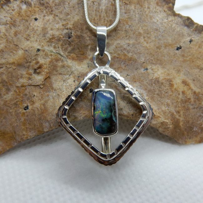 Solid Australian Boulder Opal Pendant by Michael Ibanes