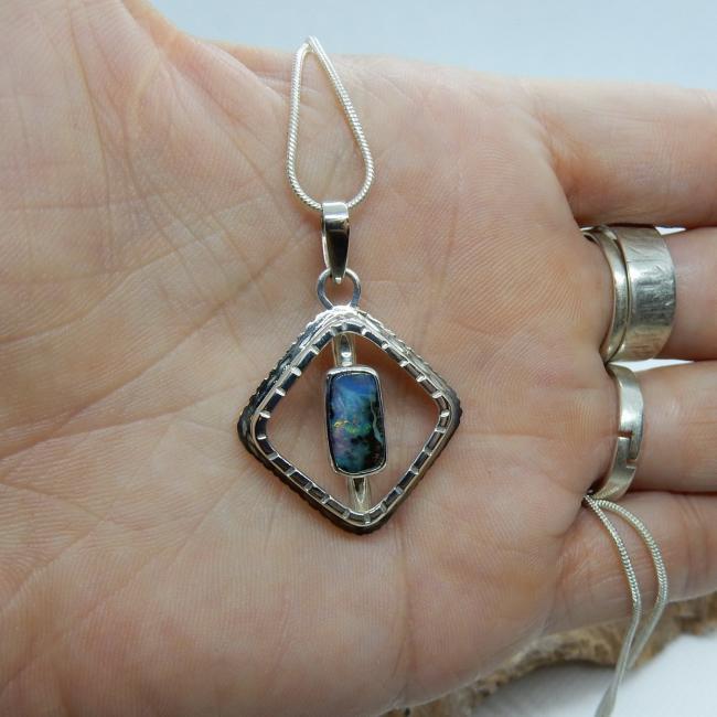 Solid Australian Boulder Opal Pendant by Michael Ibanes