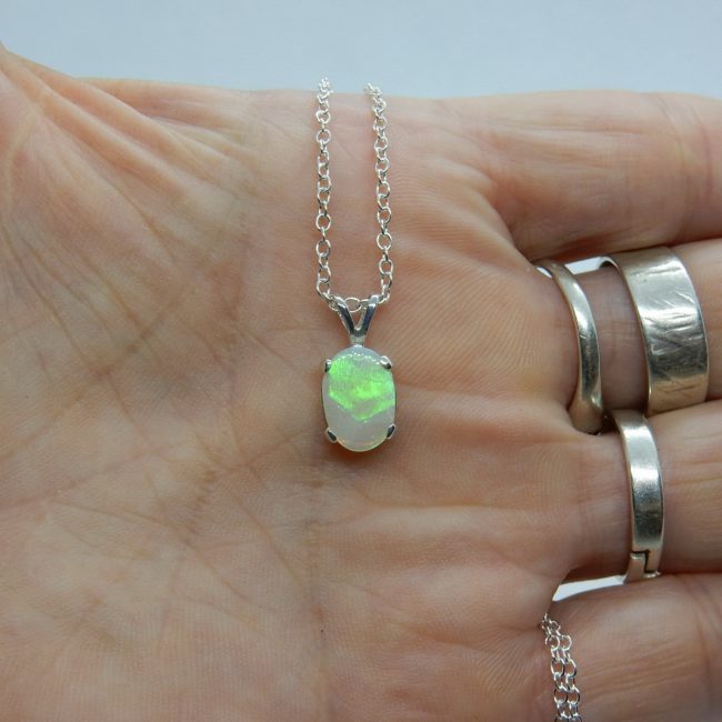 Australian White Opal Pendant by Michael Ibanes Jewelry