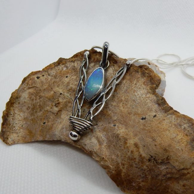 Solid Australian Crystal Opal Pendant by Michael Ibanes