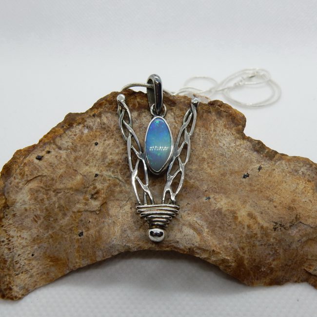 Solid Australian Crystal Opal Pendant by Michael Ibanes