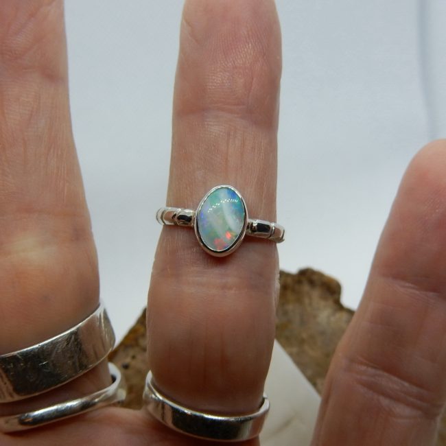 Australian Solid Opal Ring - Size 6 3/4 (N)